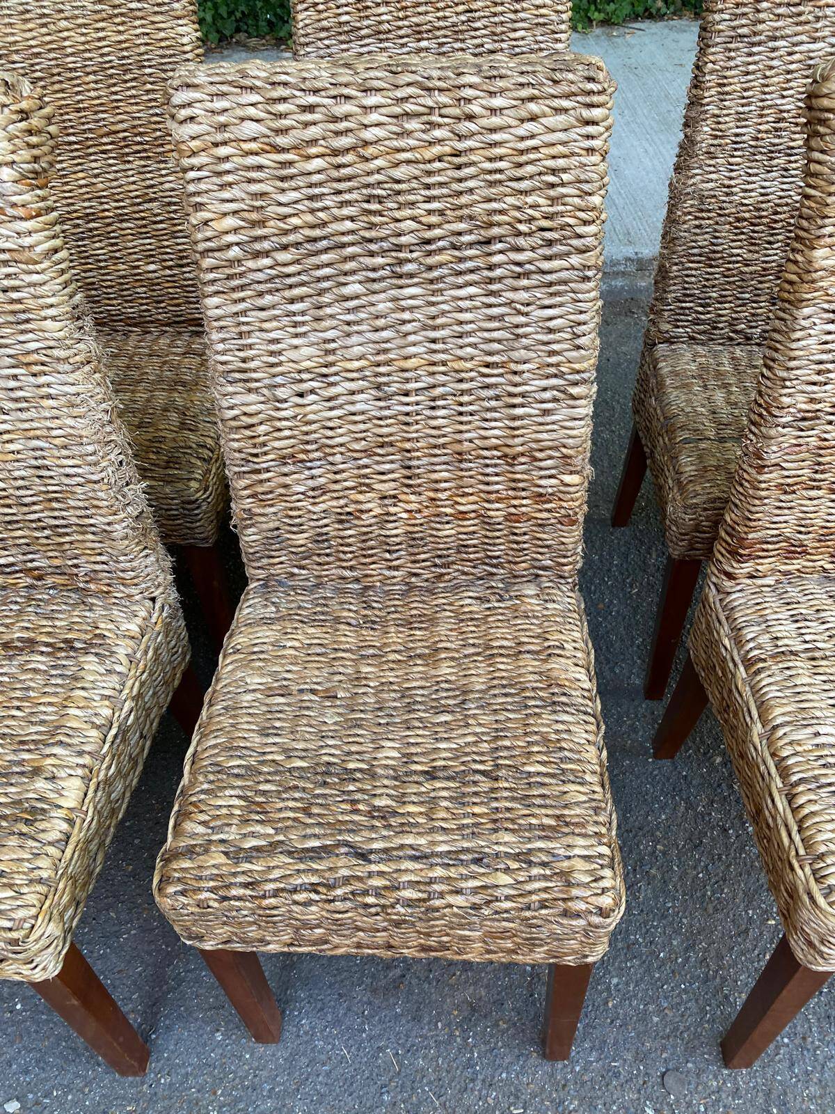 6 abaca banana rattan chairs