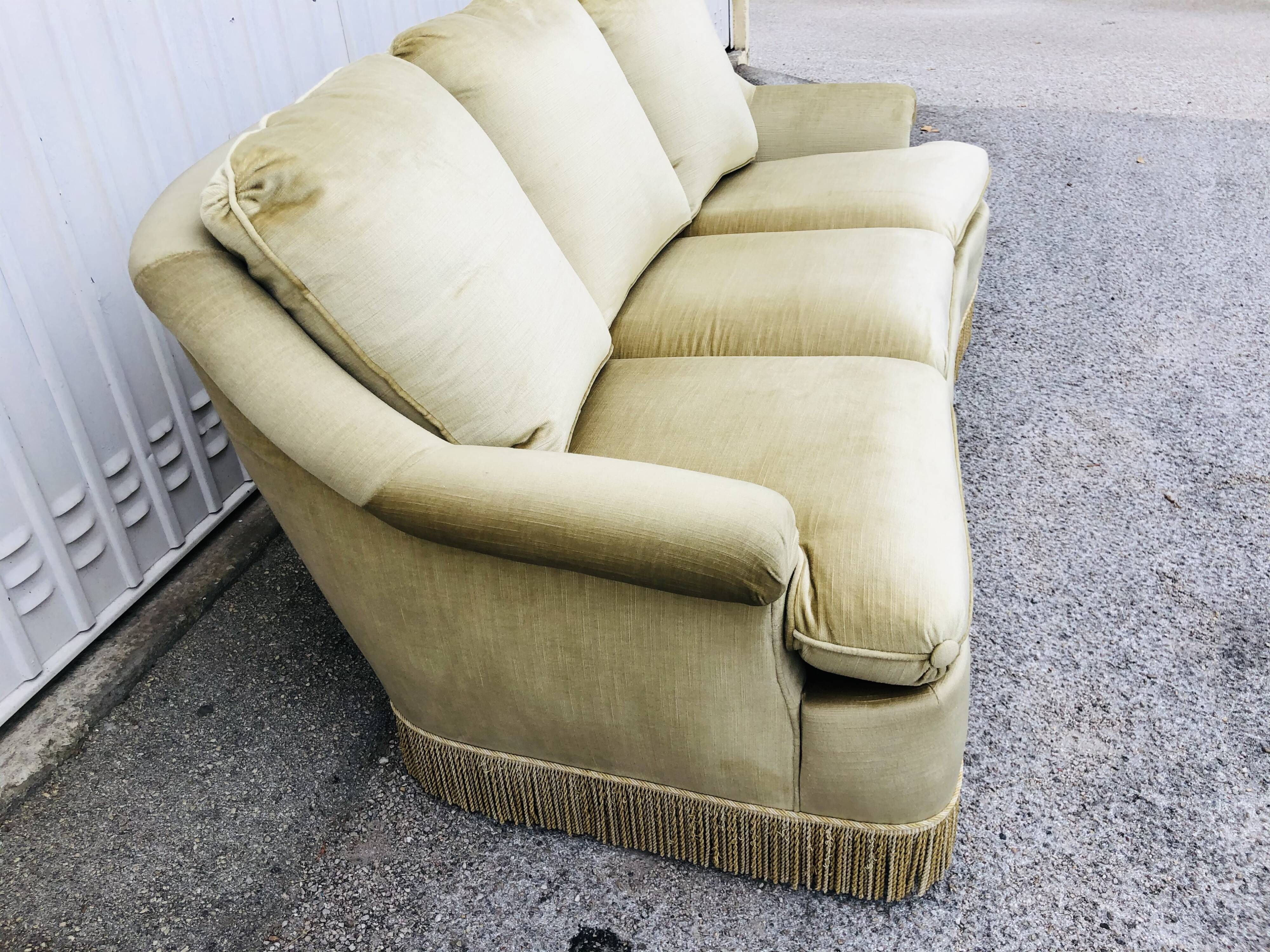Vintage sofa in golden beige velvet