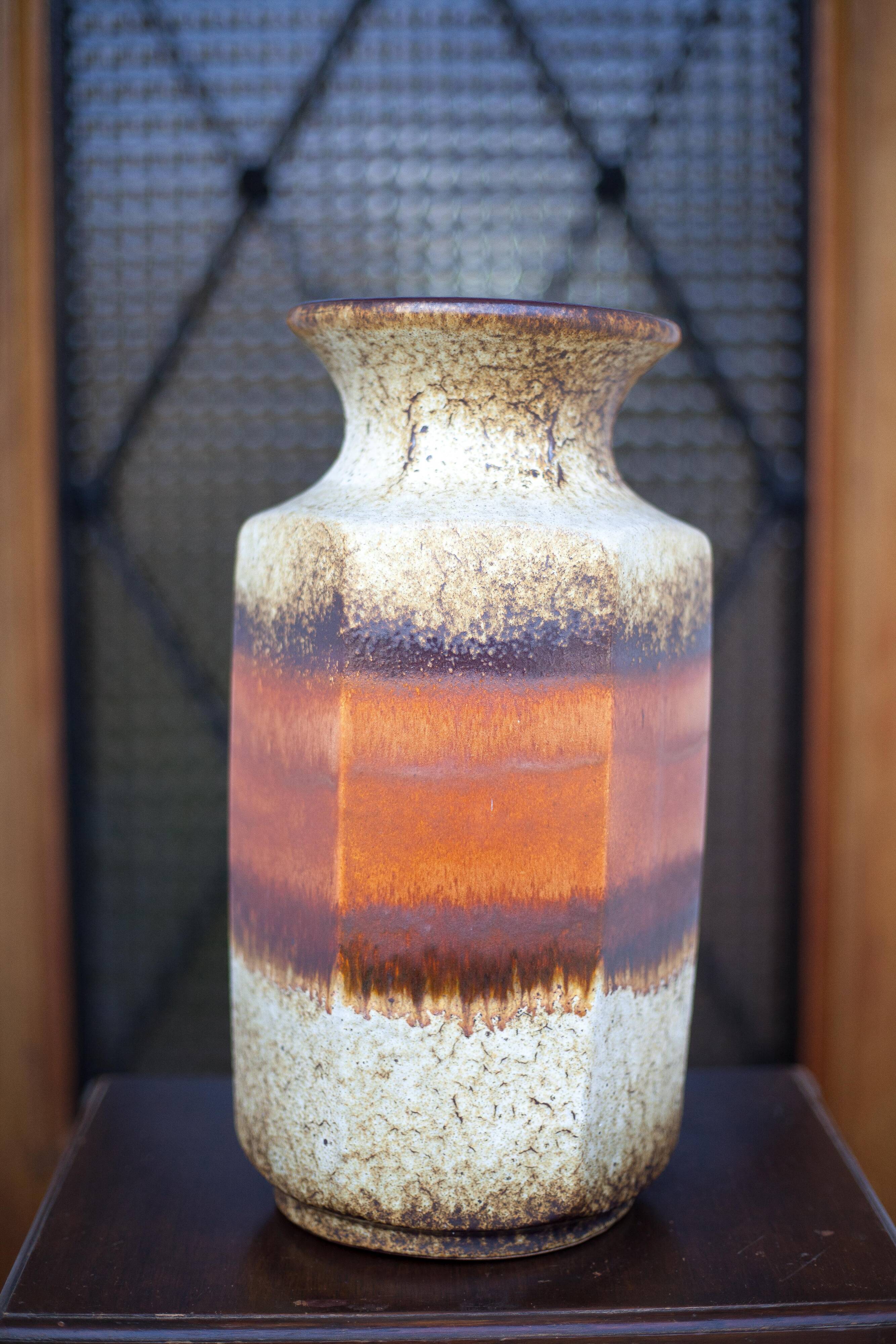 Large West Germany ceramic vase 297-41, scheurich Keramik, decorative vase, floor vase, flower pot