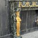 Empire style fireplace in antique green marble and gilded bronzes circa 1880