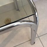 small coffee table glass and chrome 80s