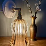 Vintage tulip wall light in thick amber glass