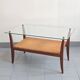 Table basse en rotin & hêtre 1960 vintage