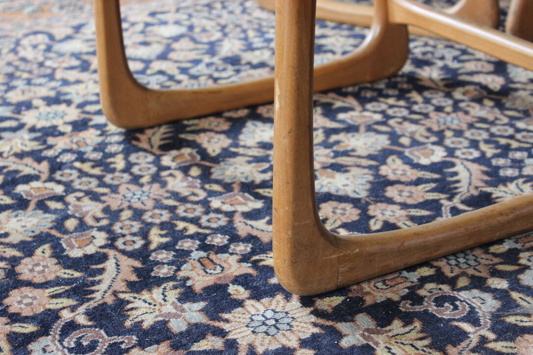 4 vintage chairs in teak, Scandinavian style, by the publisher Baumann, model Bémol / "Traineau"