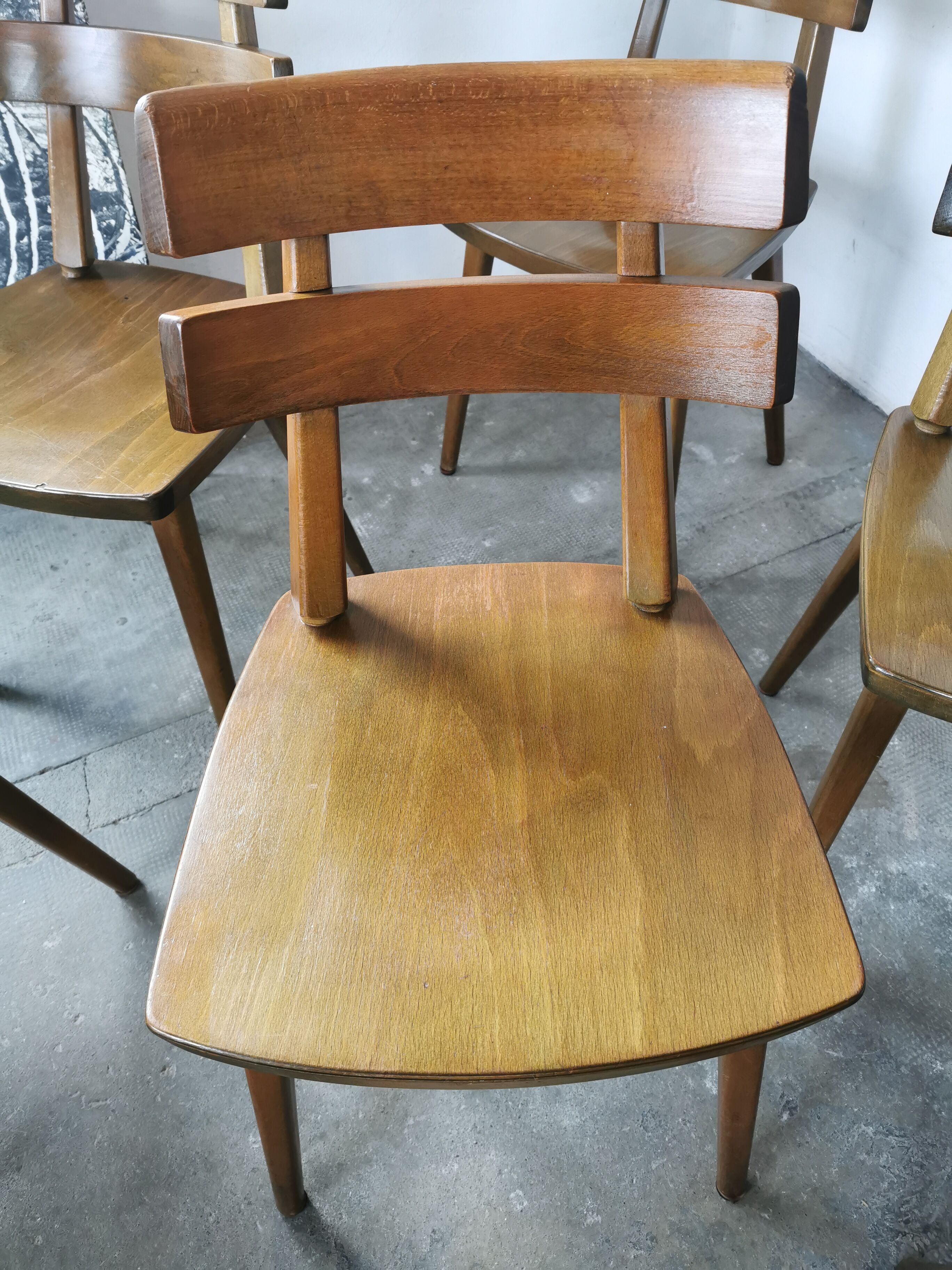 Set de 6 chaises tout bois 1960