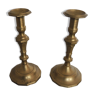 Old Pair of Brass "Polygon" Candle holders