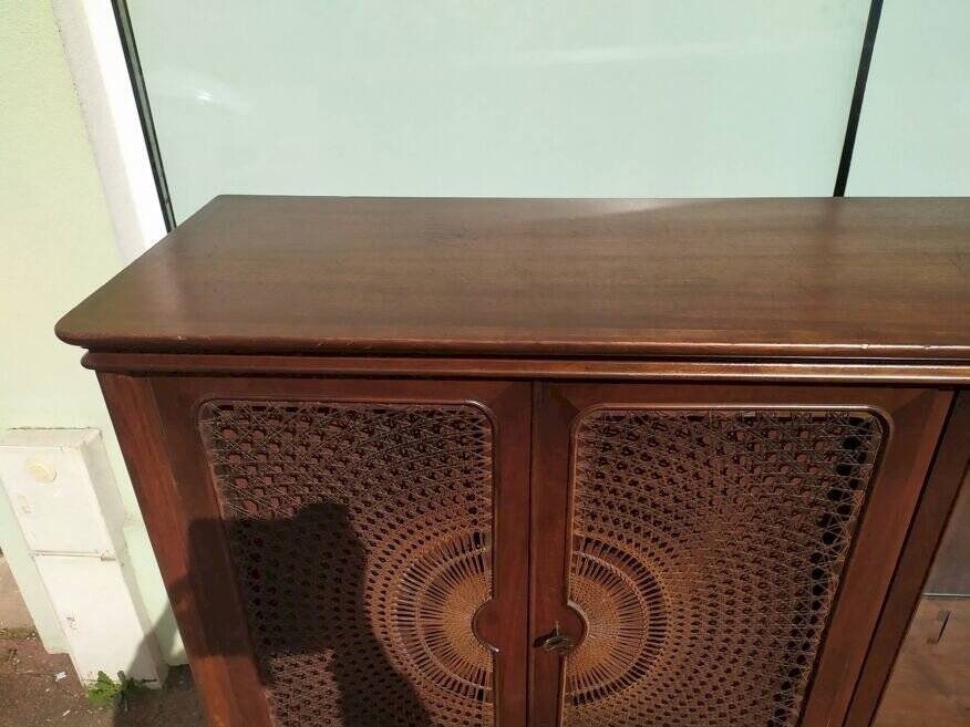 Louis XV Sideboard - Canework - Display Case - 4 Drawers - Wood