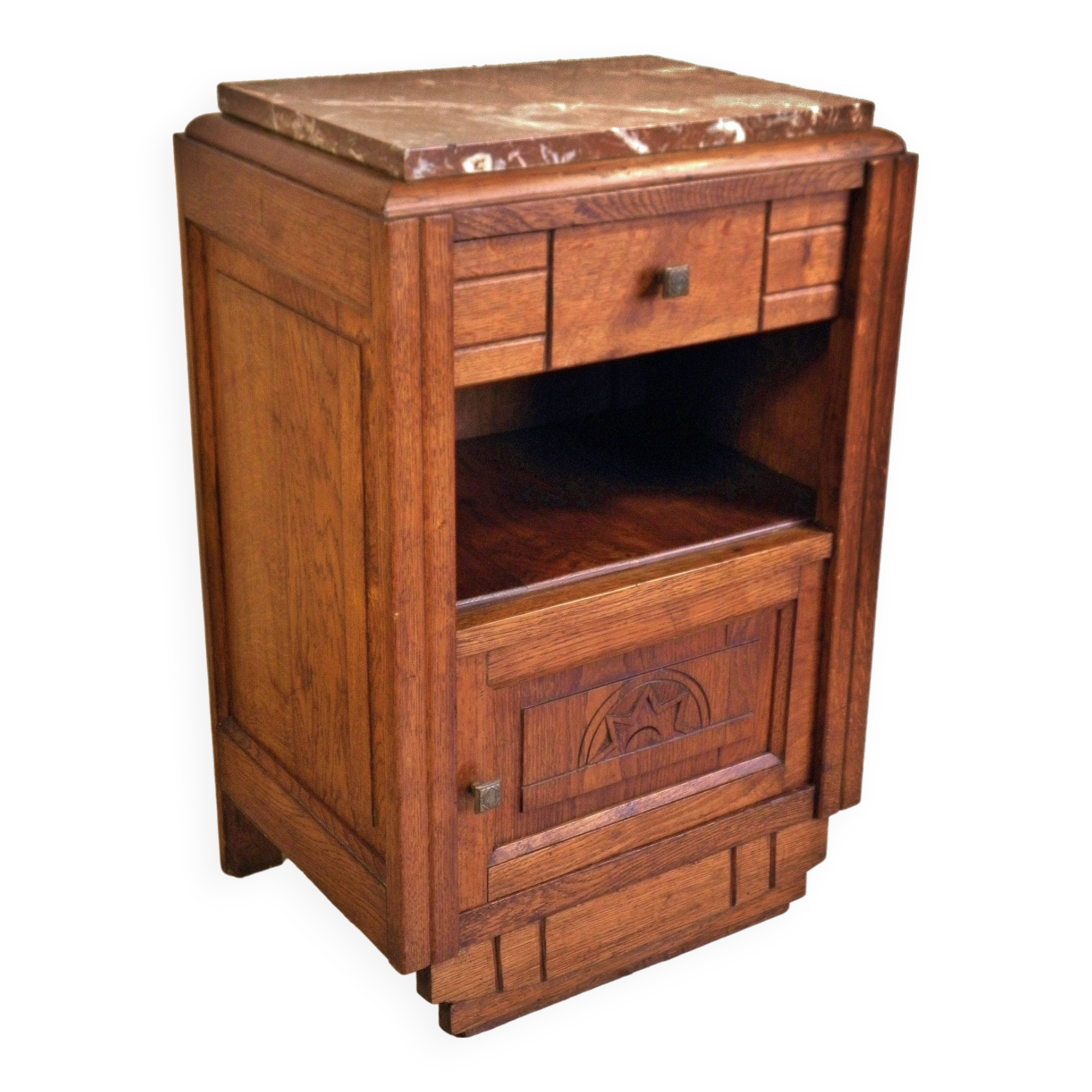 Art Deco bedside table in wood and marble