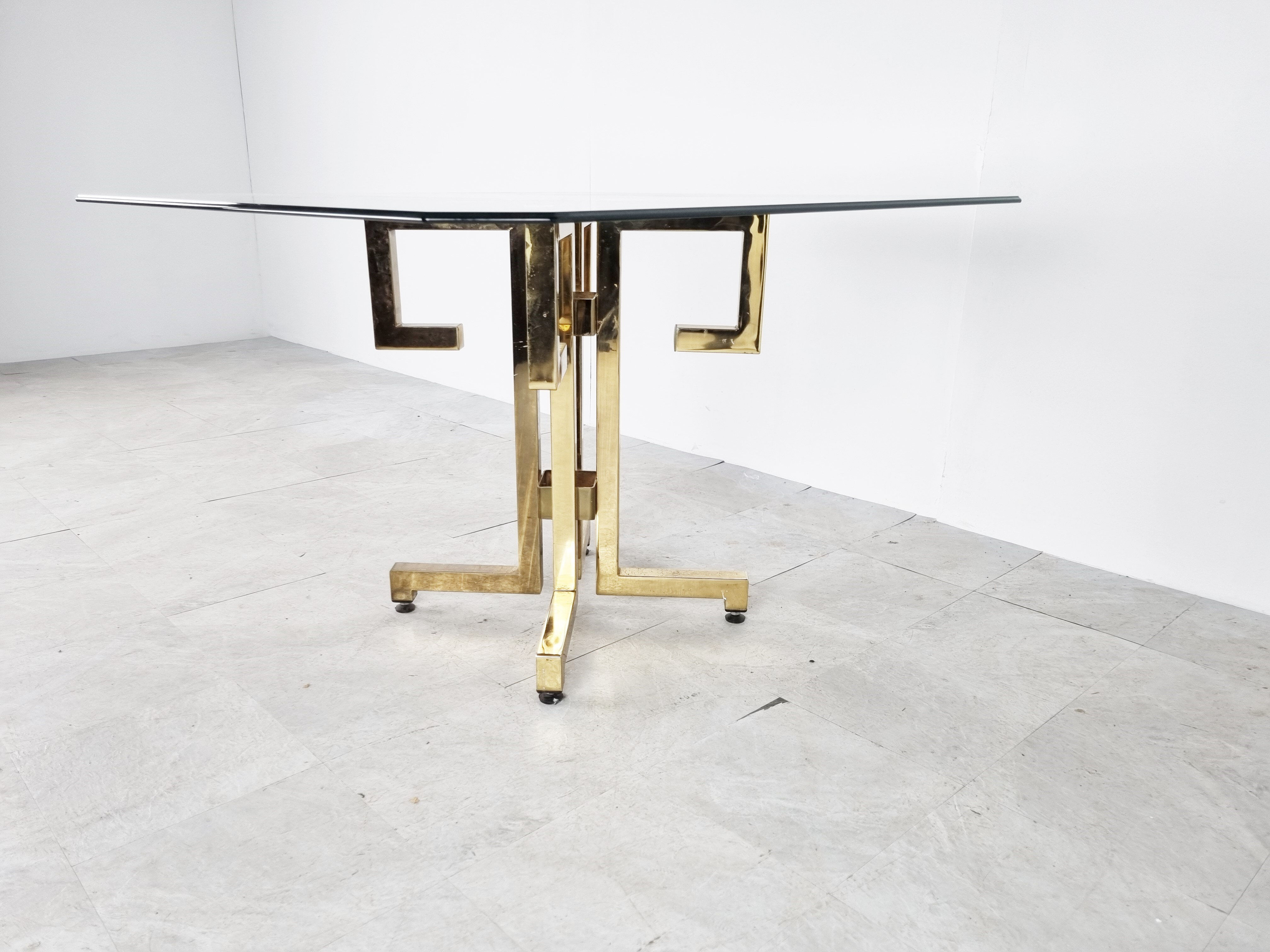Geometrical brass dining table, 1970s