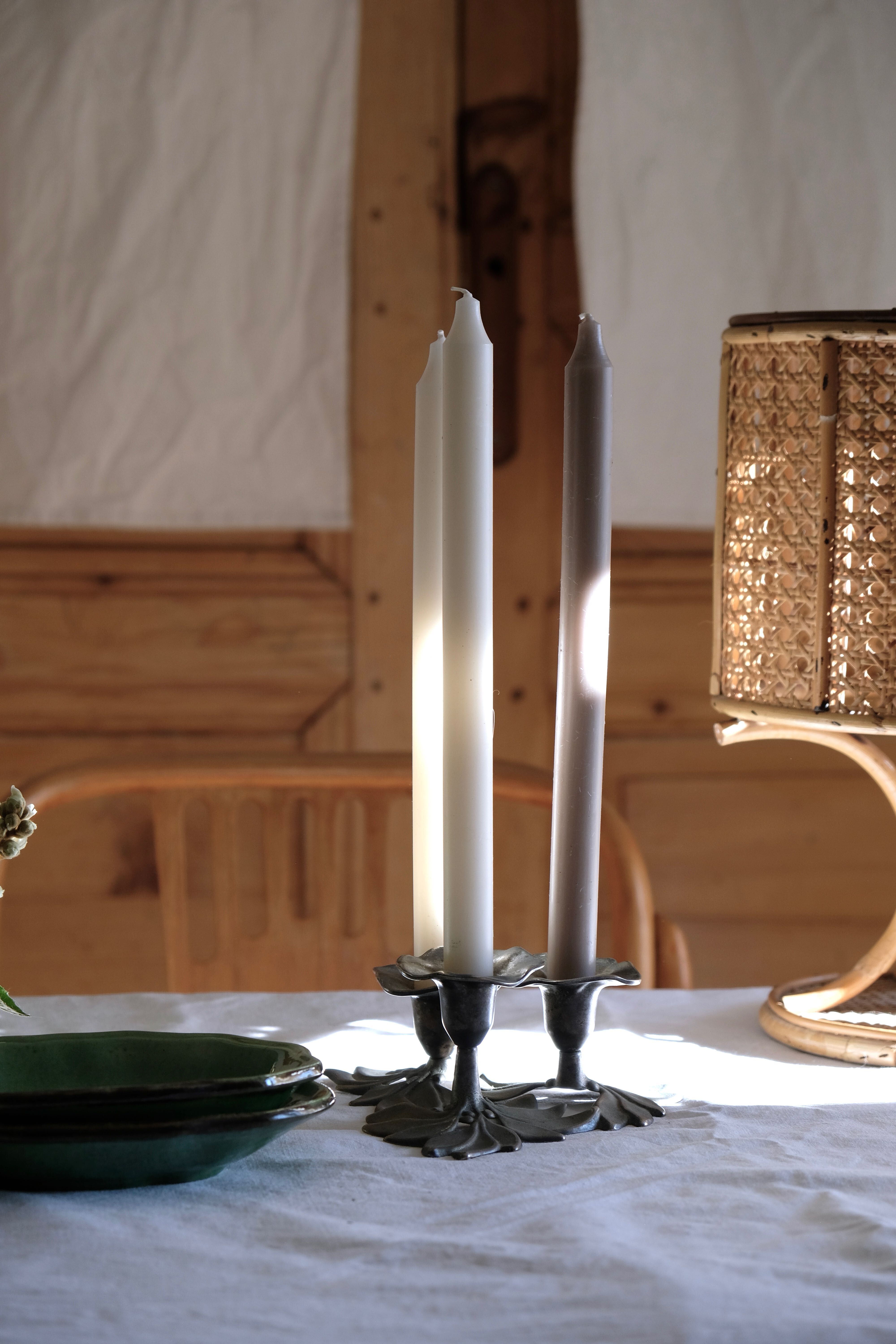 Three-flower pedestal 19th century candlestick