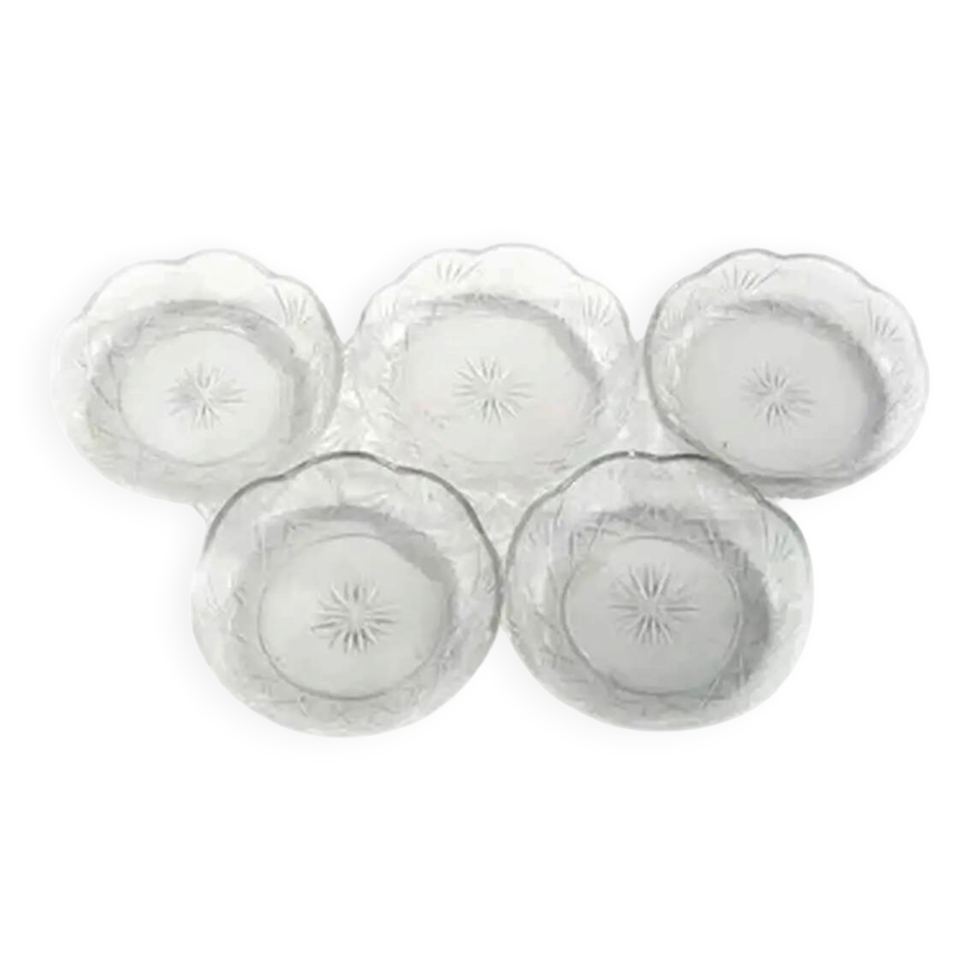 Set of dessert plates, Art Deco, crystal, Hortensja Glassworks, Poland, 1930s