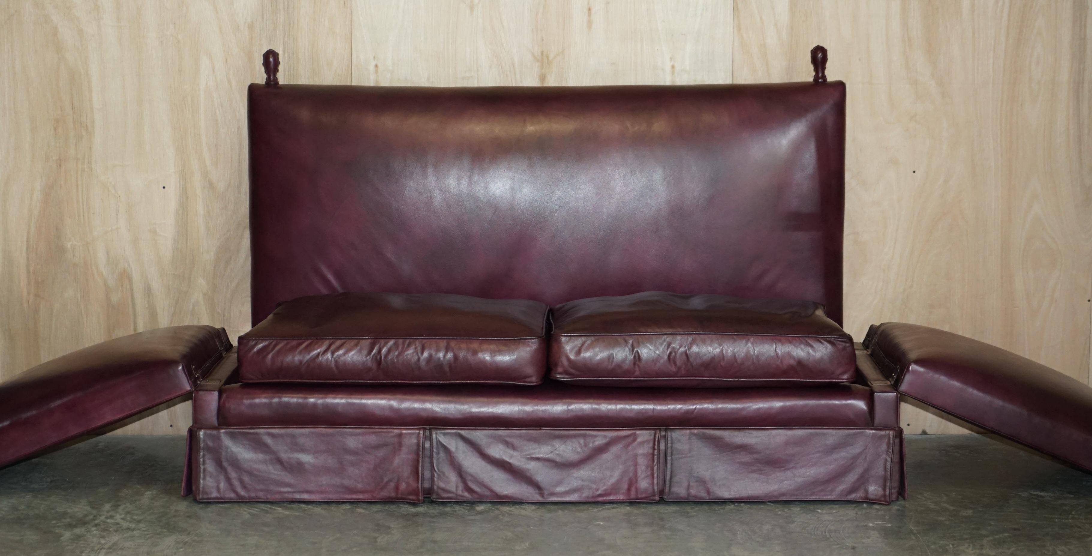 Victorian Knole canapé restored in leather with feather cushions.