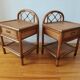 Pair of vintage rattan and cane bedside tables, 1970s
