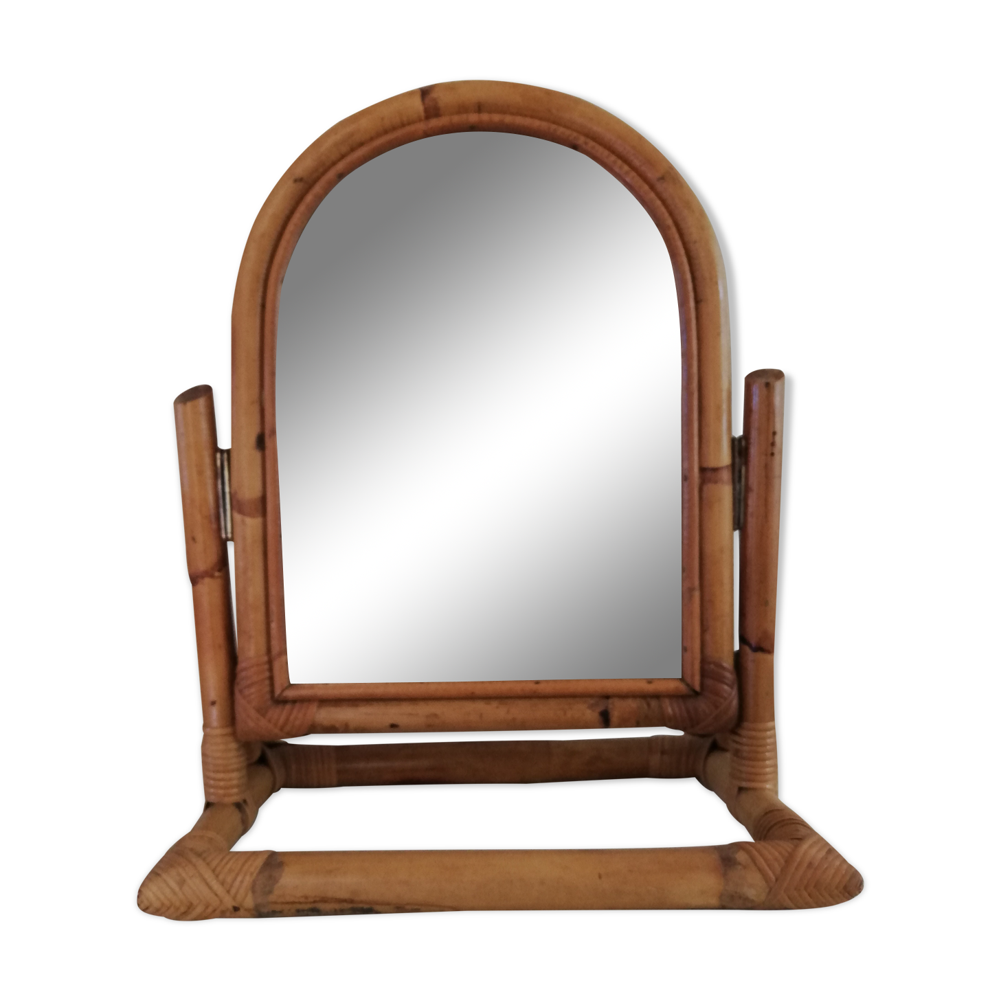 Rattan psyche mirror from the 1960/1970s