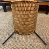 Danish magazine rack in metal and woven wicker