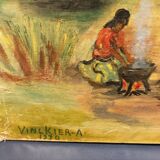 Oil on canvas, gypsy scene, 1970