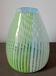 Blown glass vase with opal glass threads