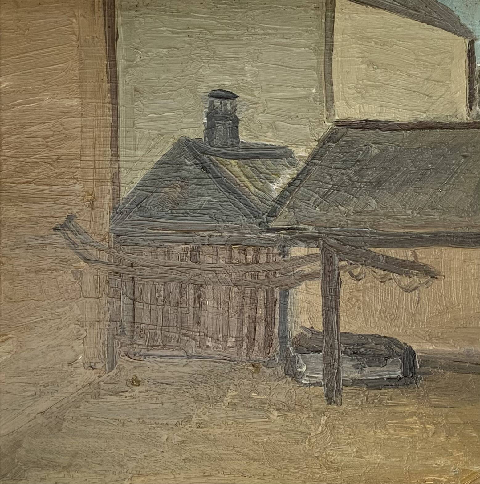 Modernism Mid-20th century Oil Painting Cityscape  by Thage Carlson 1960s