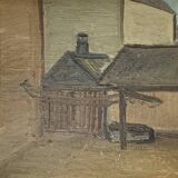 Modernism Mid-20th century Oil Painting Cityscape  by Thage Carlson 1960s