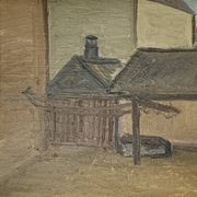 Modernism Mid-20th century Oil Painting Cityscape  by Thage Carlson 1960s