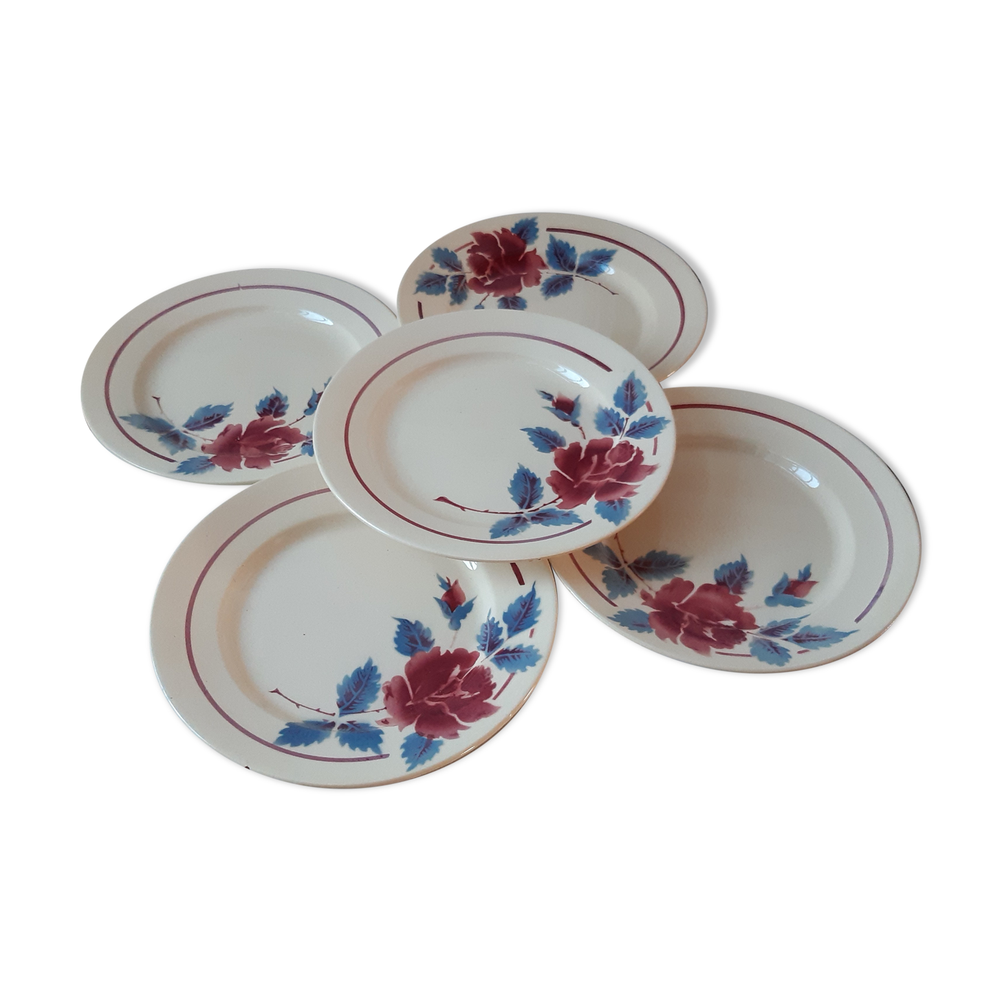 Set of 5 flat plates Moulin des Loups
