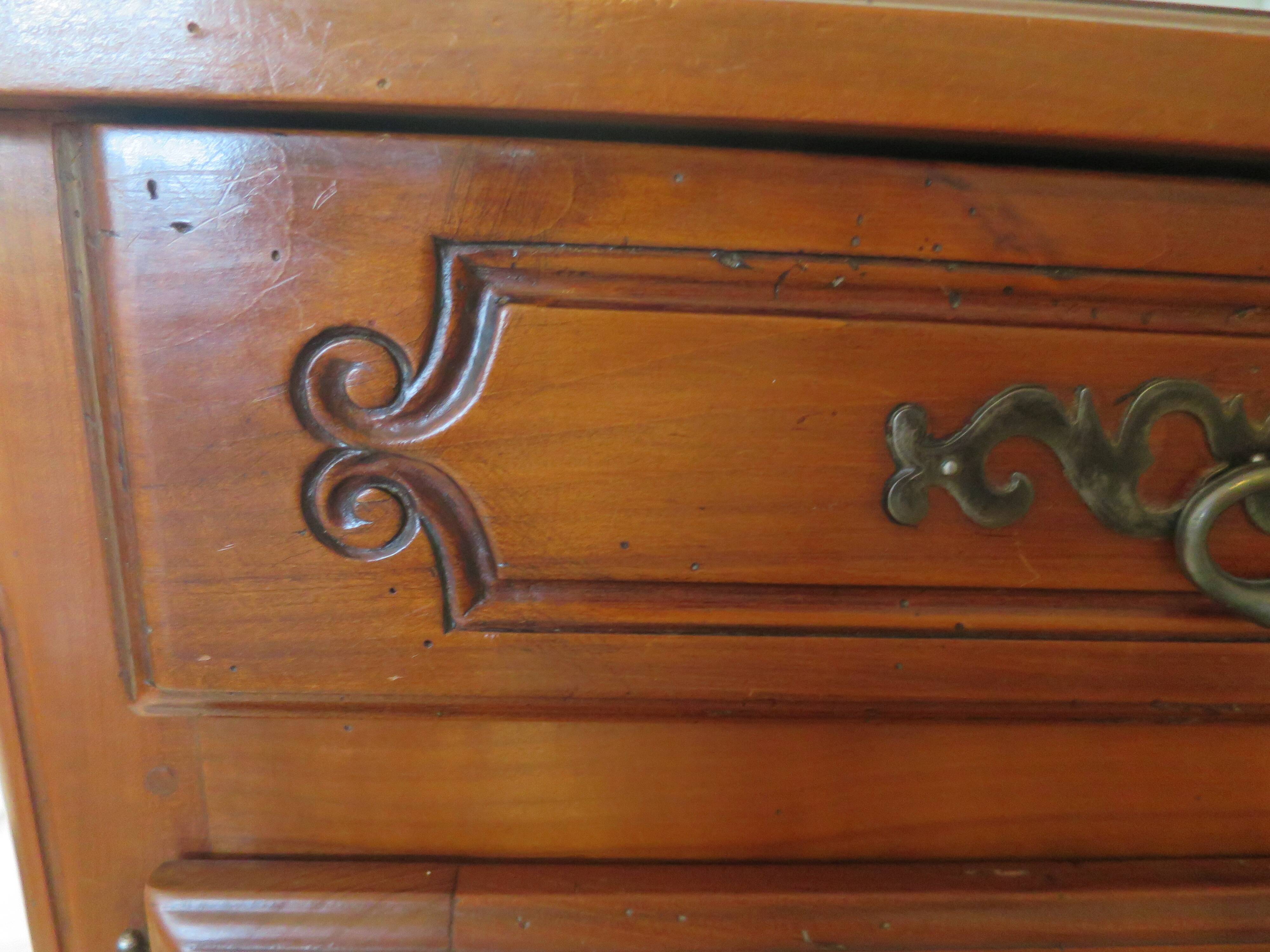 Rustic buffet Louis XV-Regency-jointed-massive wood-snail feet