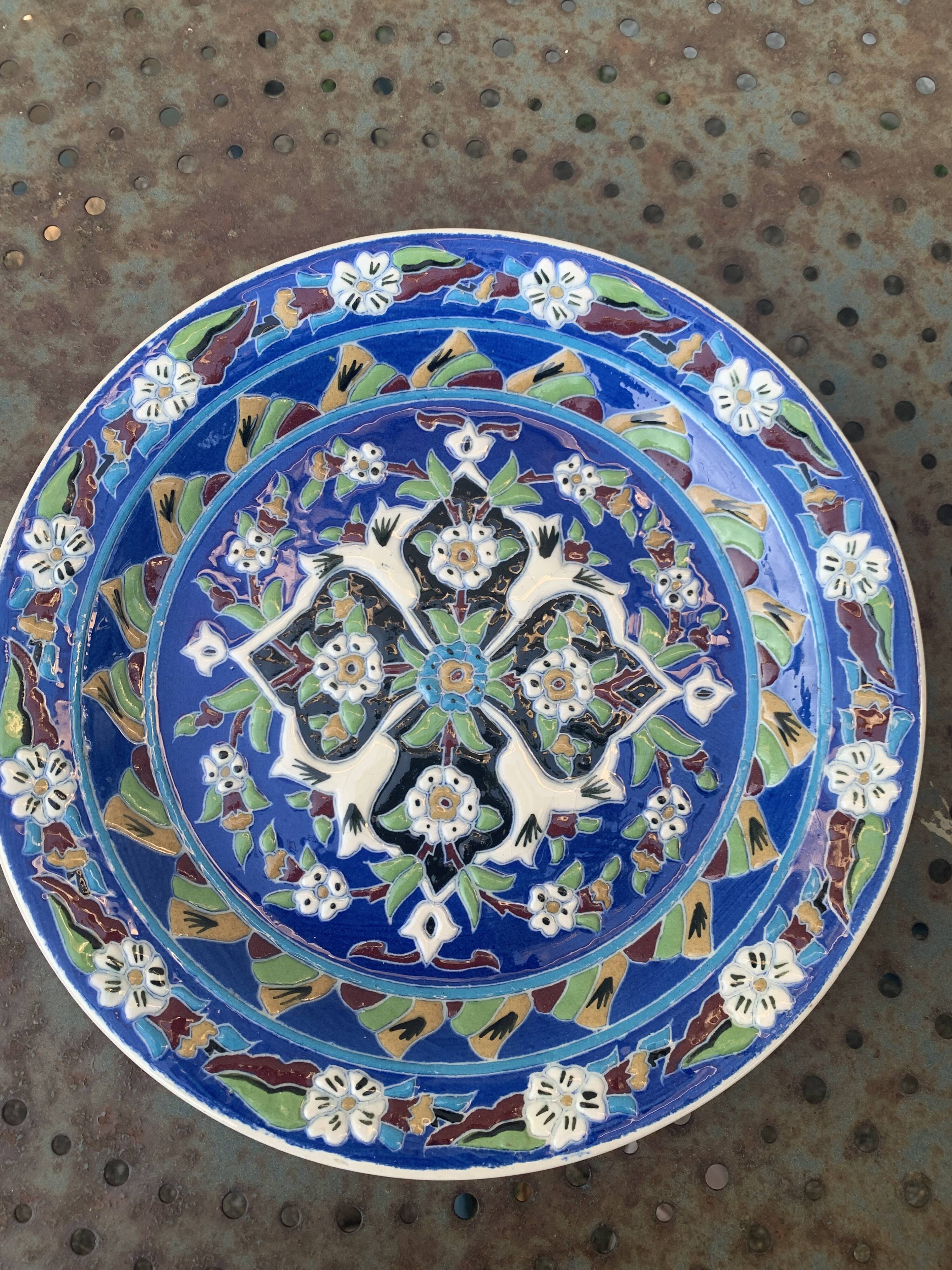 Handmade ceramic collector's plate, glazed with enamels, signed by Adiguzel Gini, Türkiye