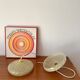 pair of yellow Clichy glass pendant lights from the 1950s