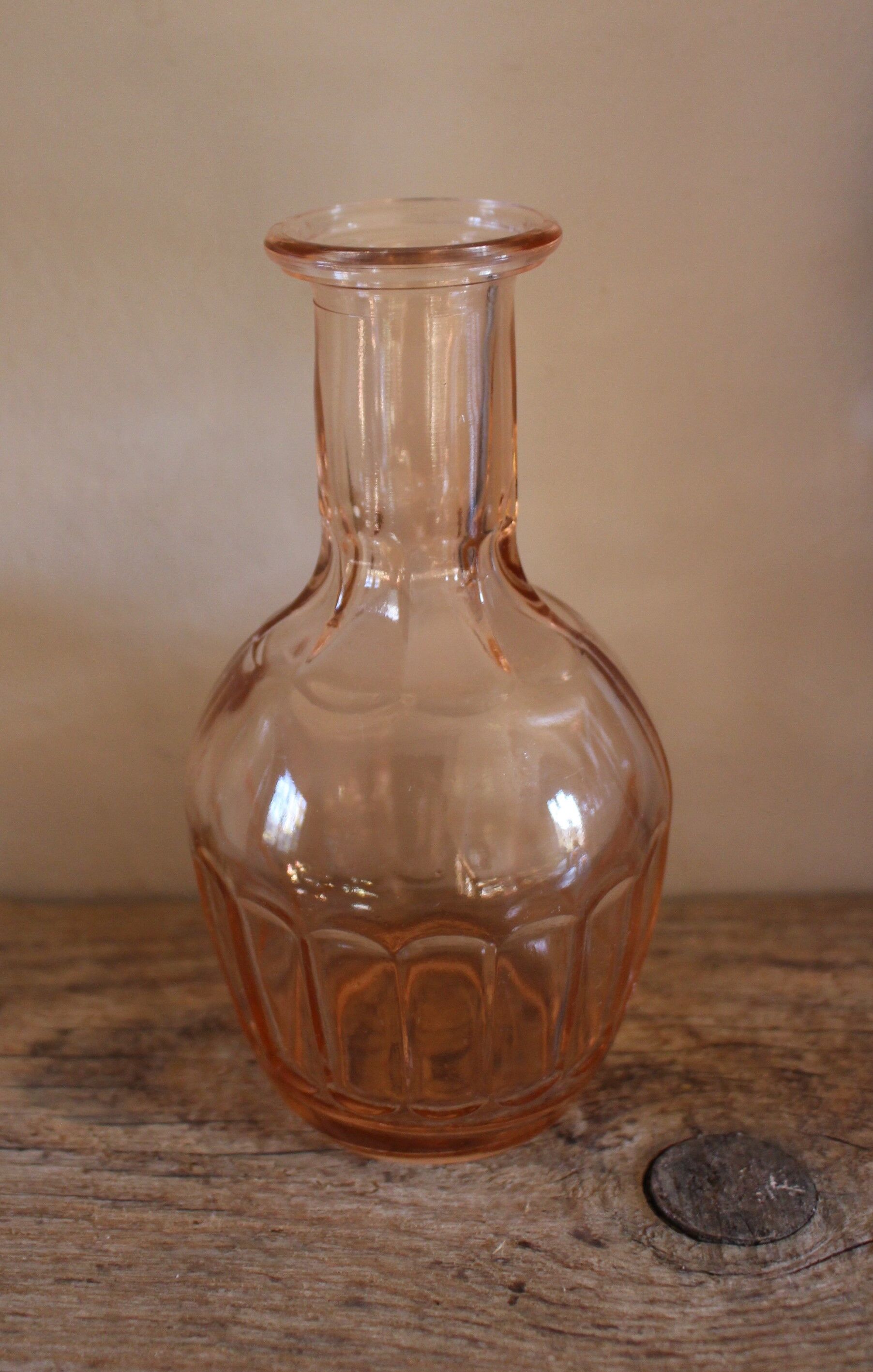 Vase soliflore old glass rosaline neck round belly