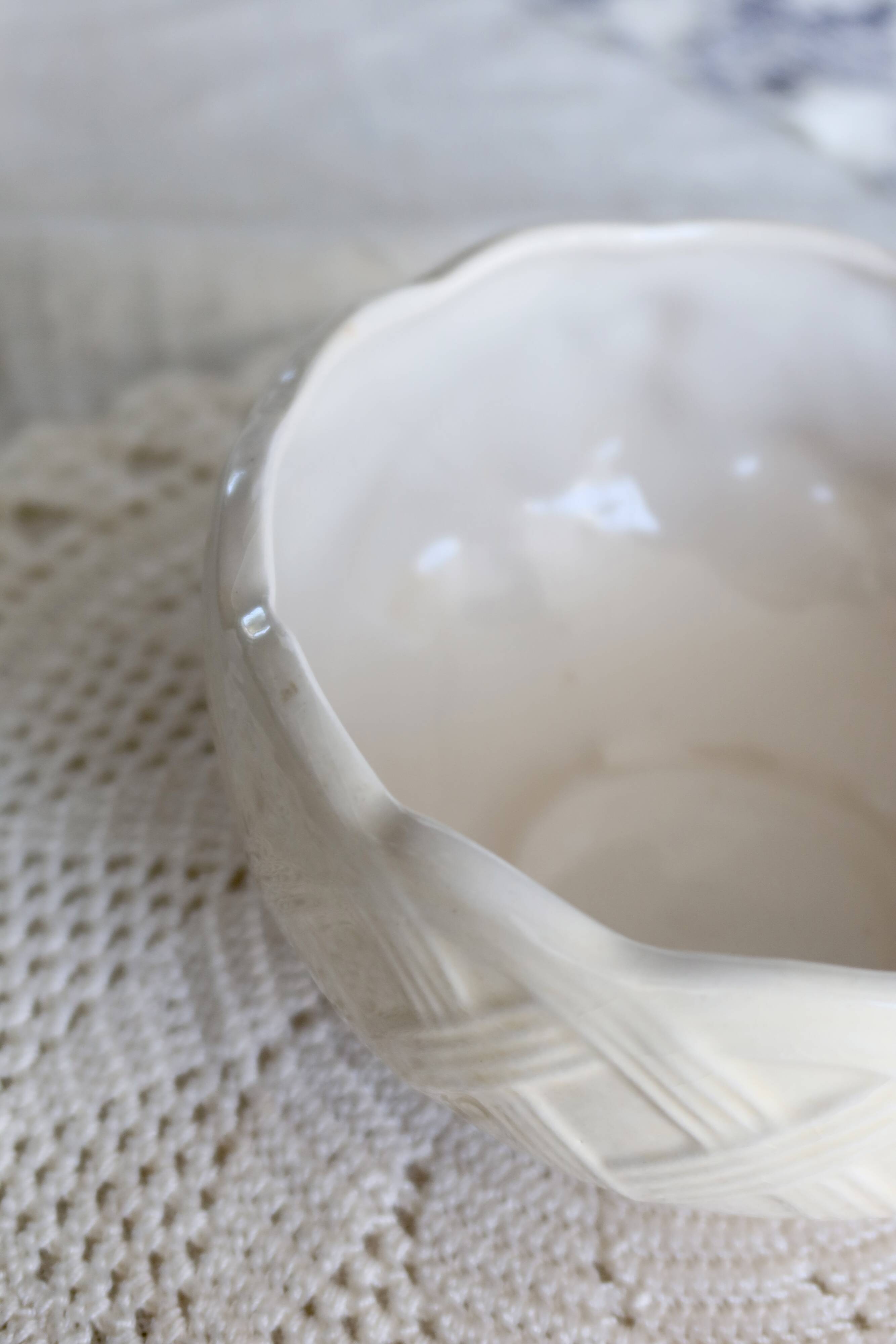 Vintage earthenware bowl with barbotine decoration - Fruit motif