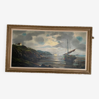 Painting of painted boat Le Mennec