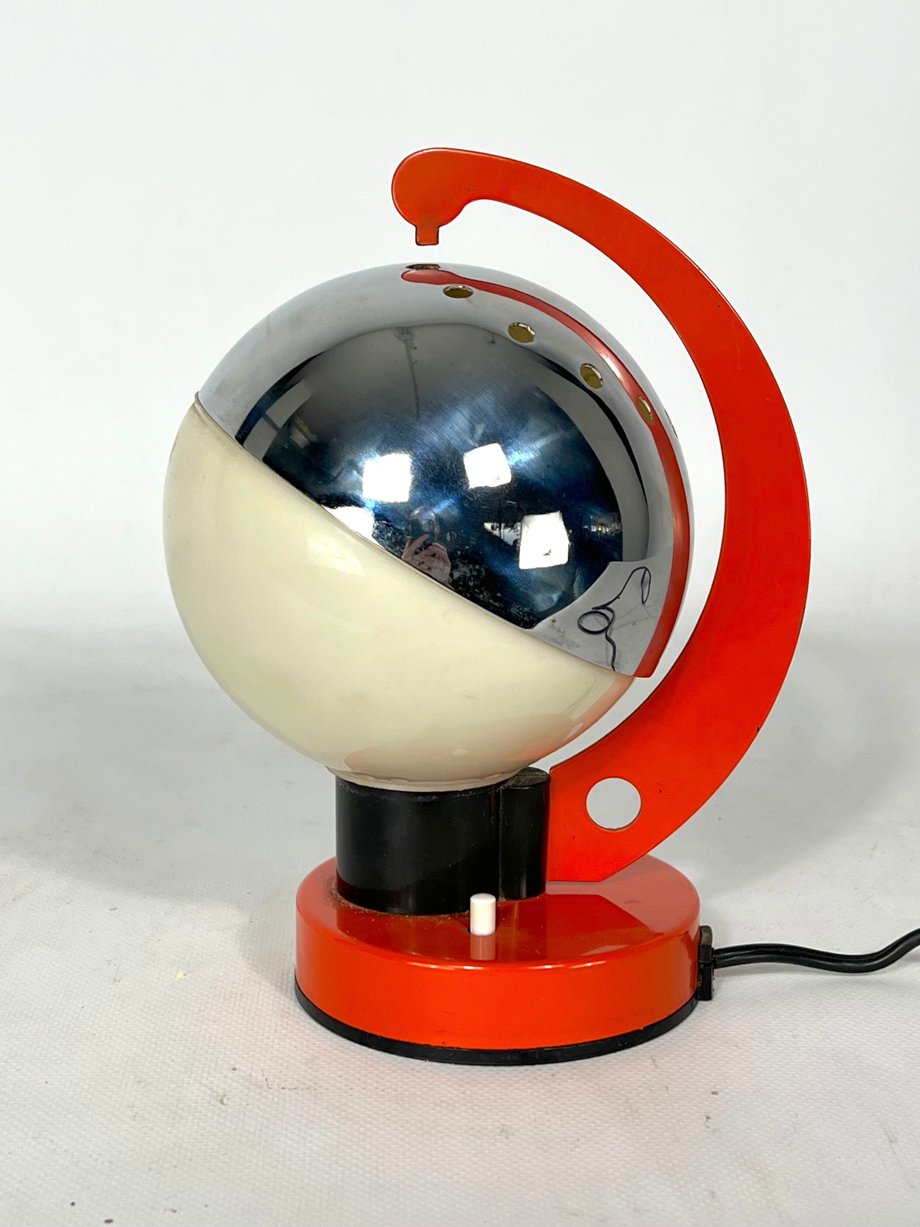 Space age Italian metal and plastic table lamp from 60s
