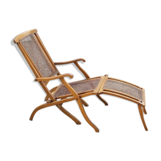 Chaise longue cannée