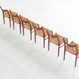 Arne Wahl Iversen set of six dining chairs in teak Glyngore Denmark 1960