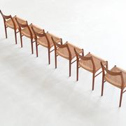 Arne Wahl Iversen set of six dining chairs in teak Glyngore Denmark 1960