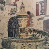 Painting Saint Paul de Vence, the old fountain, 20th century