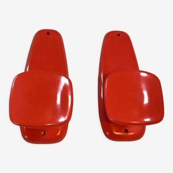 2 orange plastic hooks 70s.