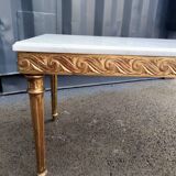 Coffee table gilded wood old marble top side table