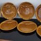 8 assiettes vintage à asperges en barbotine marron vernissée, Gien France
