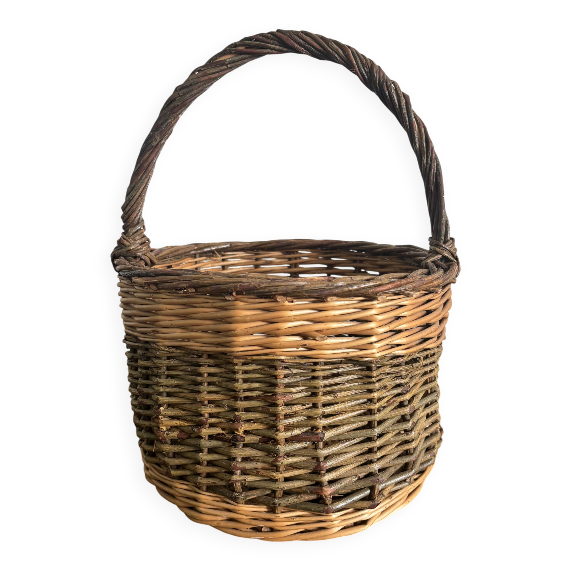 Vintage woven wicker basket, 1950s