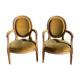 Pair of Louis XVI period medallion armchairs
