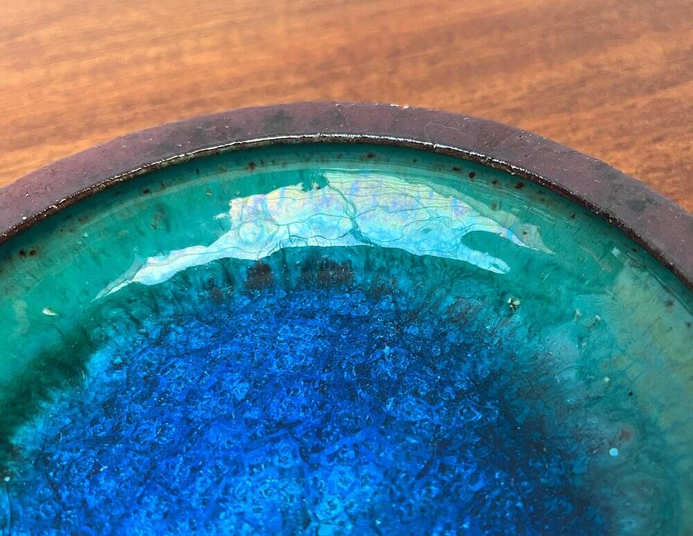 Ashtray or bowl in brutalist studio pottery by Gerhard Liebenthron, mid-century, 1960s, 1968.