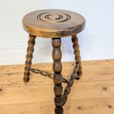 Turned wooden tripod stool