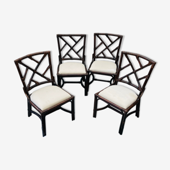 Lot de 4 chaises bambou