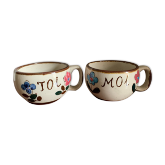 Paire de tasses "Toi et Moi" des années 70