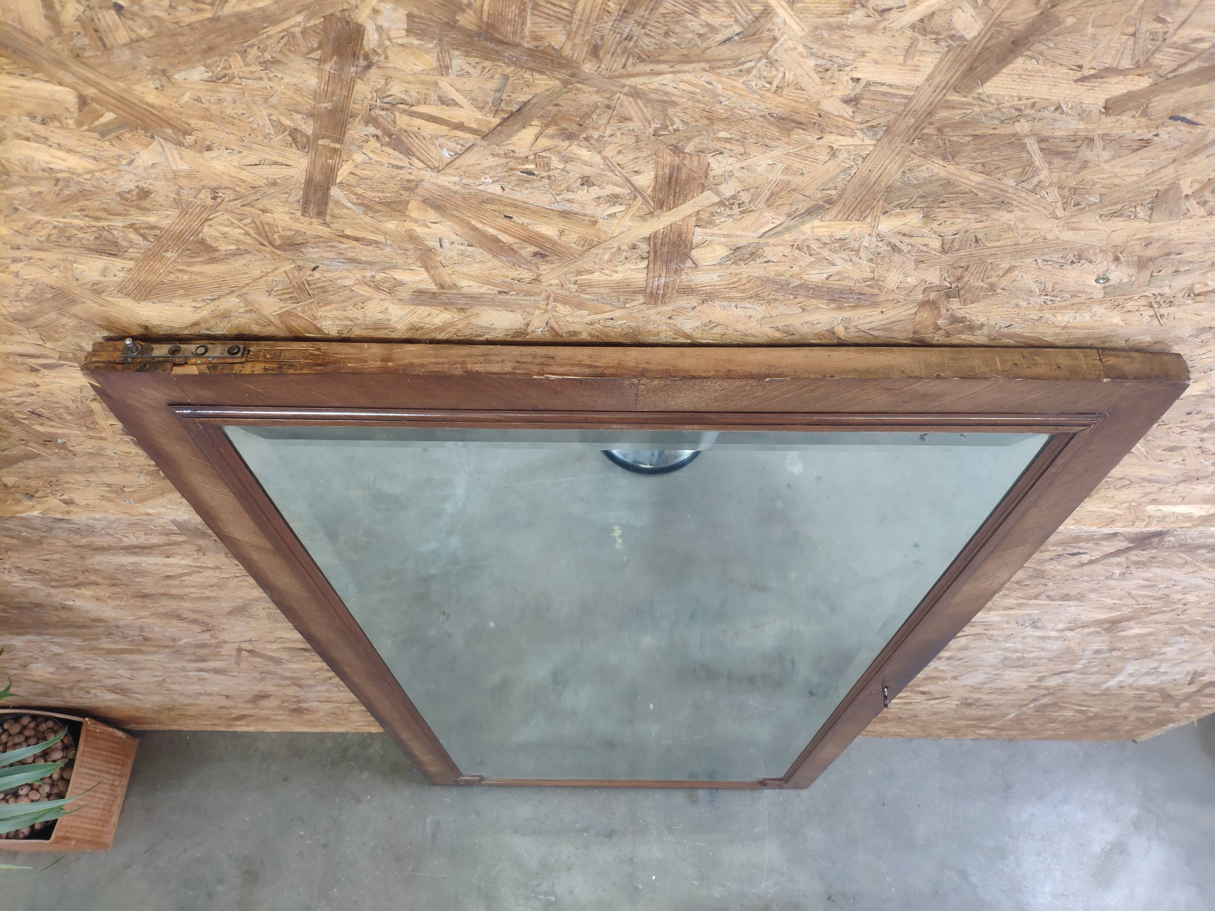 Miroir biseauté d'armoire ancienne - 162x83cm