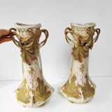 Pair of large Royal Dux Bohemia art nouveau vases c. 1900