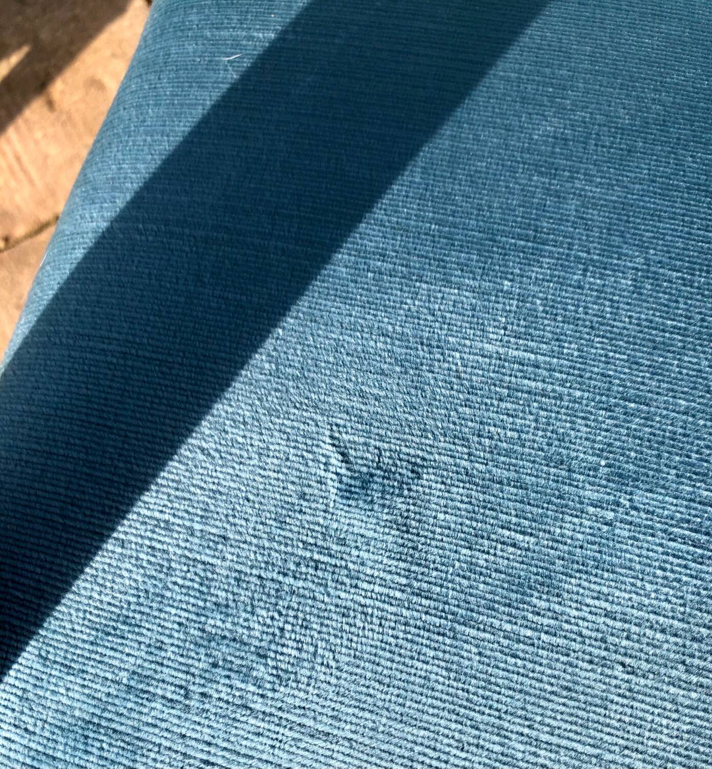 Wooden and blue fabric armchair, 1960