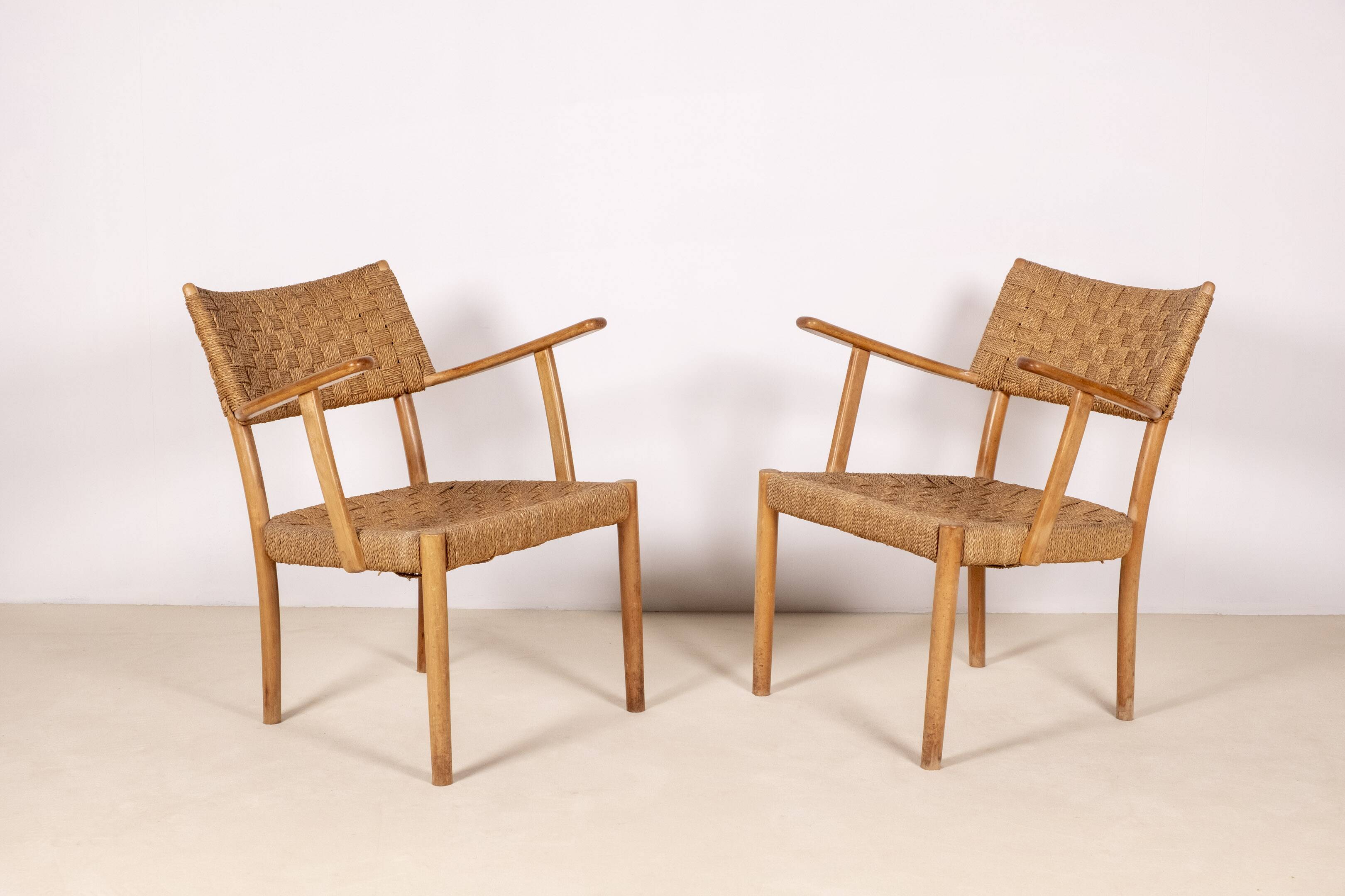 Pair of Karl Schrøder Model 1570 Lounge Chairs, Fritz Hansen, 1930s