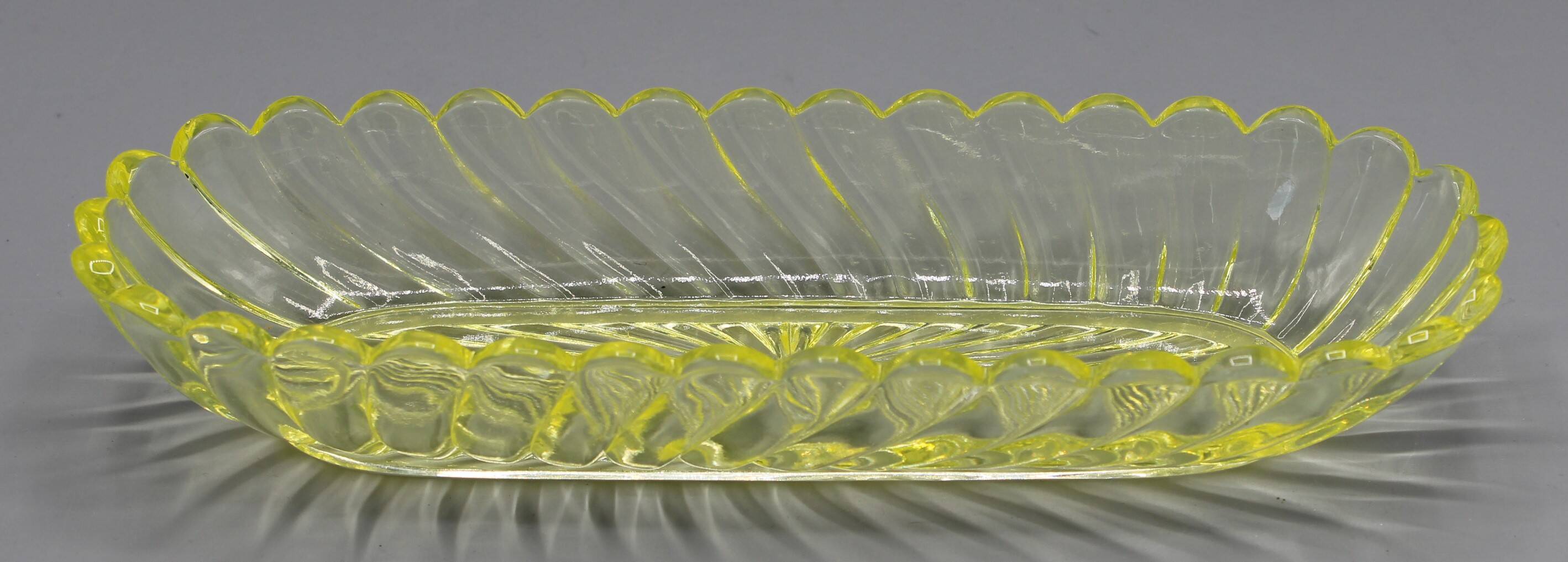 Old crystal comb holder dish signed baccarat yellow tors bamboo model